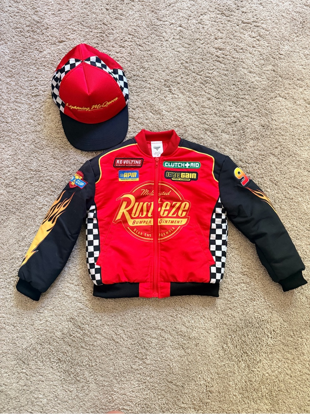 Disney Cars - Rust-eze Red & Black Racing Jacket with Matching Cap
